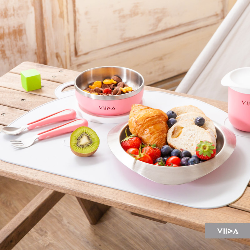 Viida Soufflé Antibacterial Stainless Steel Tableware Set with Suction Pad (EU)