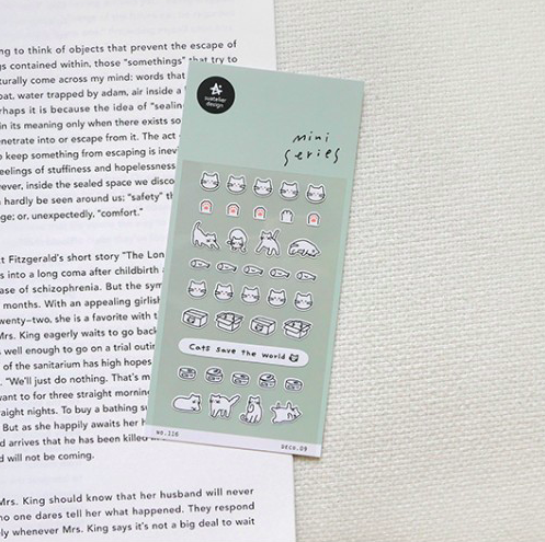 貓咪 迷你手帳貼紙#116｜韓國Suatelier