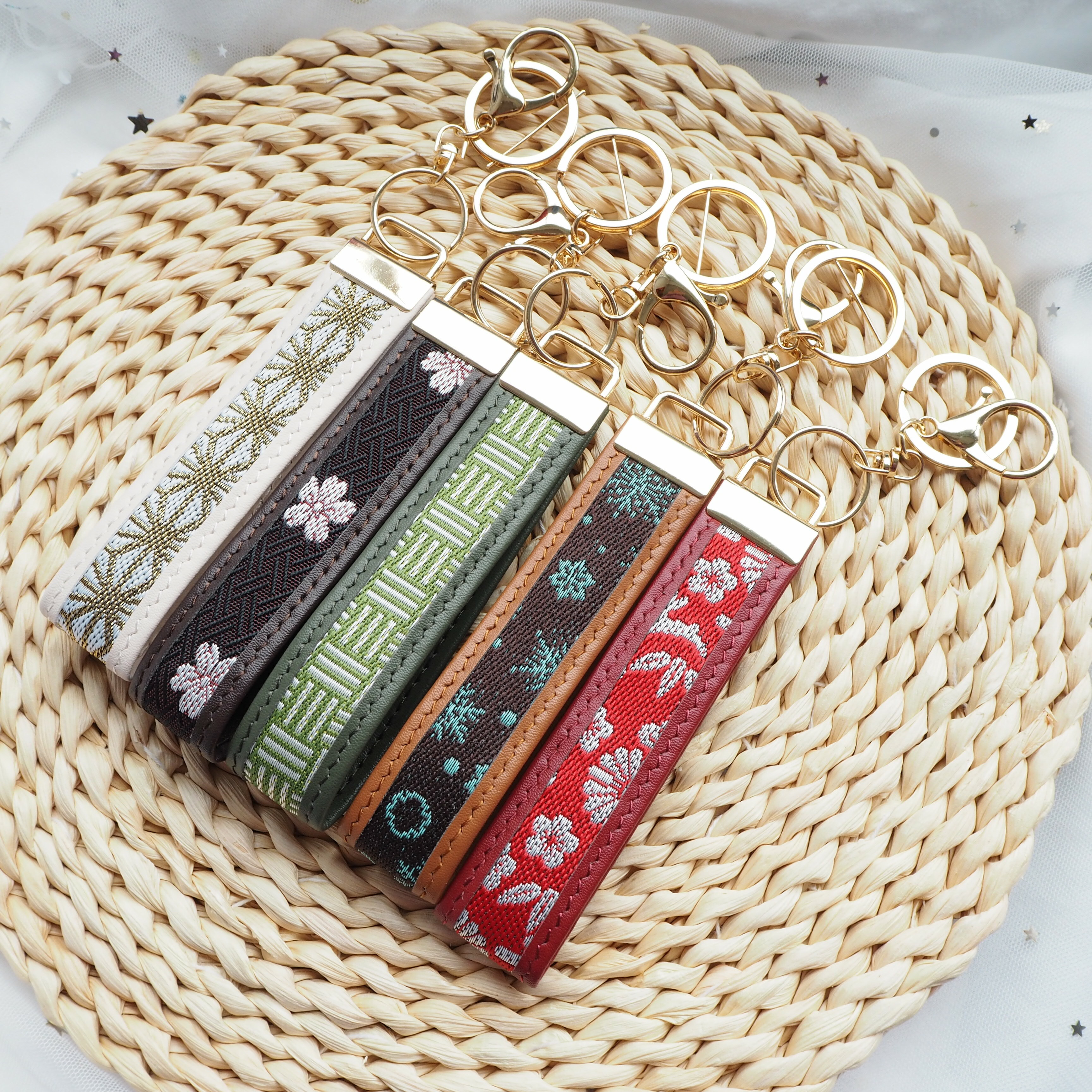 日本織物x全手縫皮革匙扣