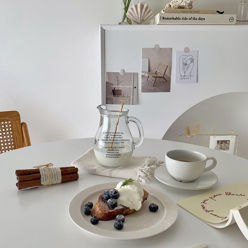 《1911》ins韓式咖啡廳把手透明玻璃杯500ML