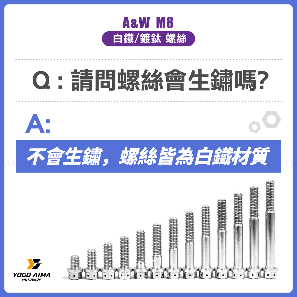 M8 白鐵/鍍鈦螺絲