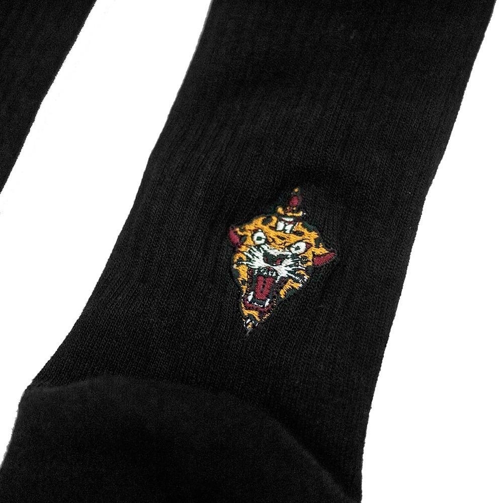 AFTER WORK 後腳跟刺繡襪系列 獵豹 黑色