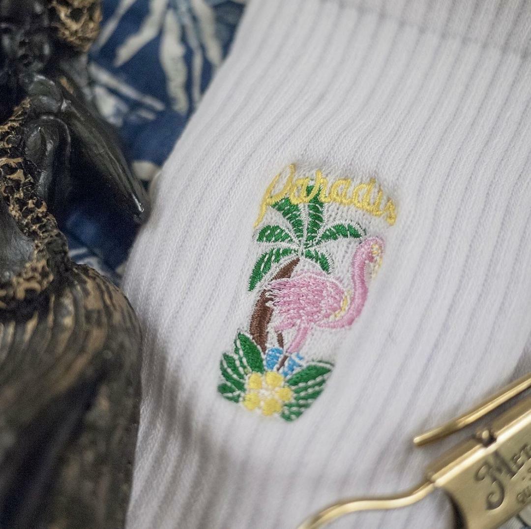 AFTER WORK 側面刺繡系列 鶴 白色