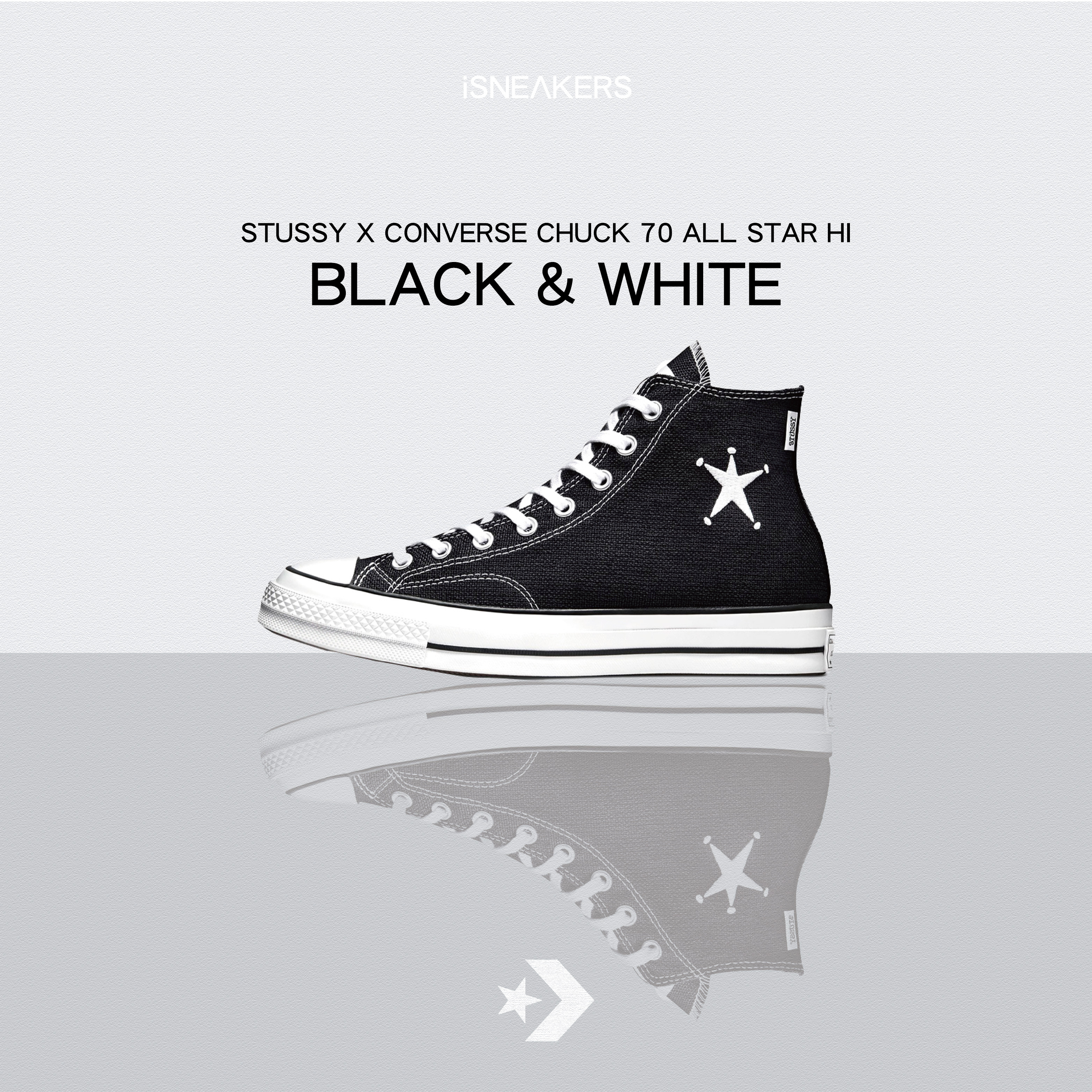 iSNEAKERS｜Stussy x Converse Chuck 70 All Star "Black & WHite" 黑白 聯名 A01765c
