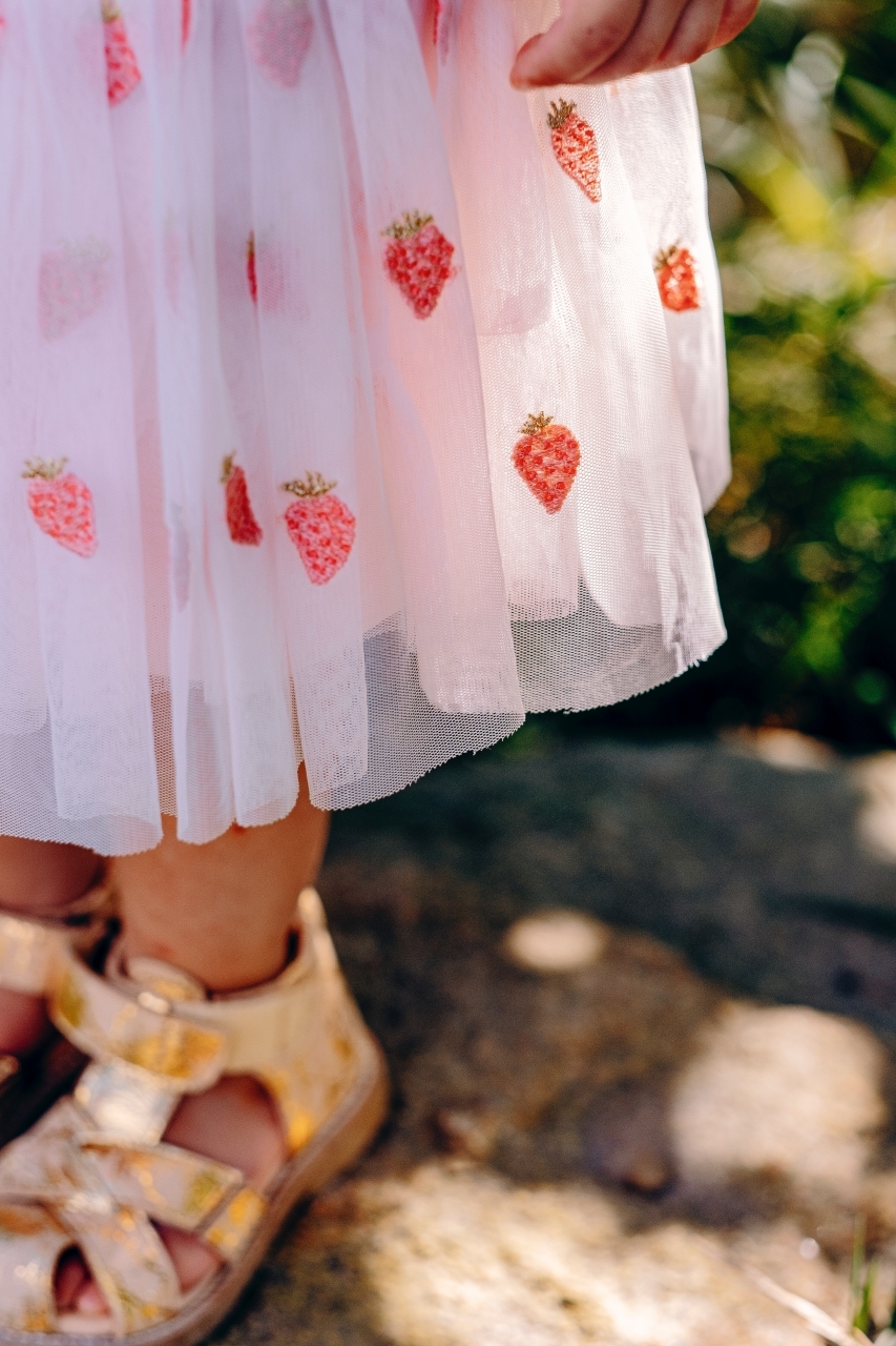 〖 Hust & Claire 〗粉紅刺繡草莓澎裙