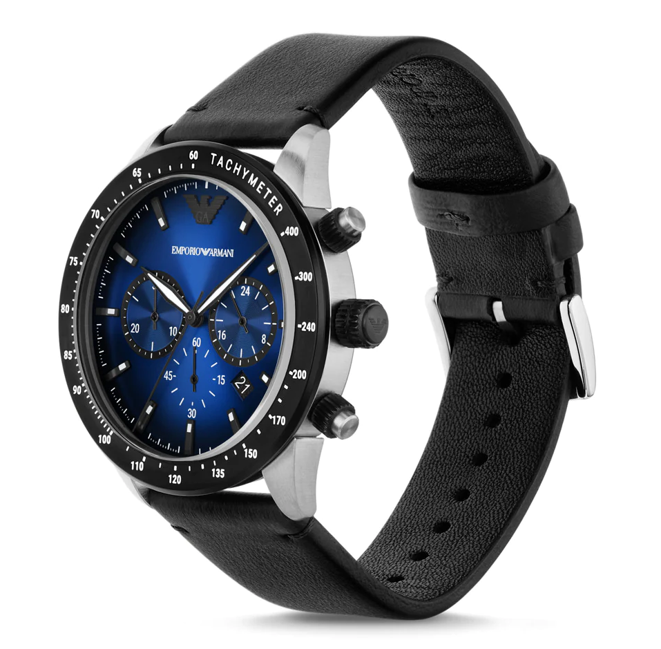 萬年鐘錶 - ARMANI  亞曼尼  精品腕錶  深海藍三眼計時男錶  AR11522  錶徑43MM