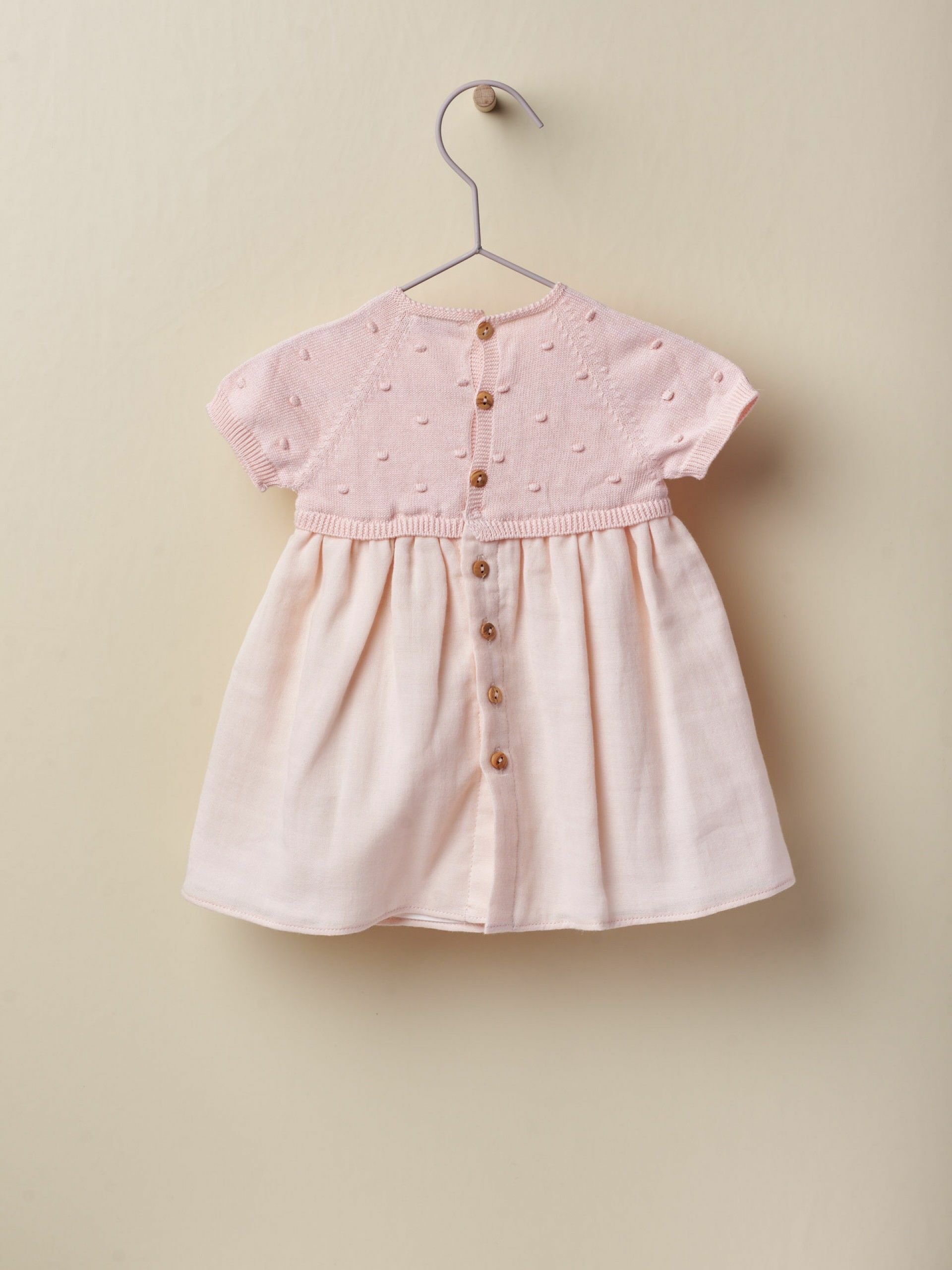 葡萄牙Wedoble 有機棉雪點拼接洋裝 - Soft Pink