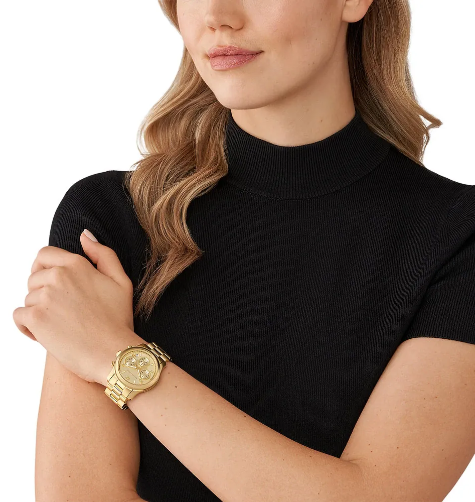 萬年鐘錶 - Michael Kors /  MK女錶  時尚全金色三眼女錶  MK7323  錶徑38MM