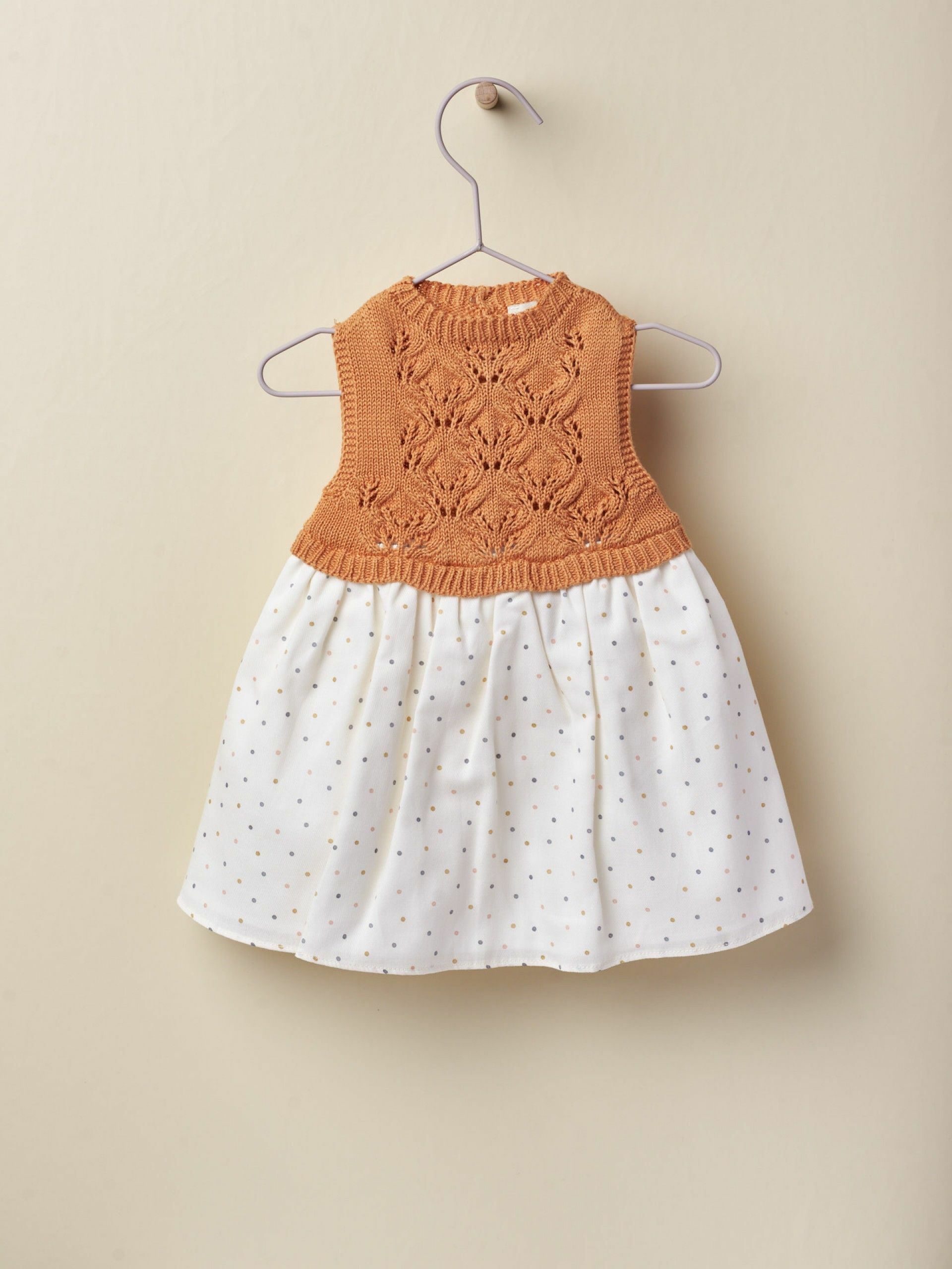 葡萄牙Wedoble 有機棉緹花鏤空拼接洋裝 - Terracotta