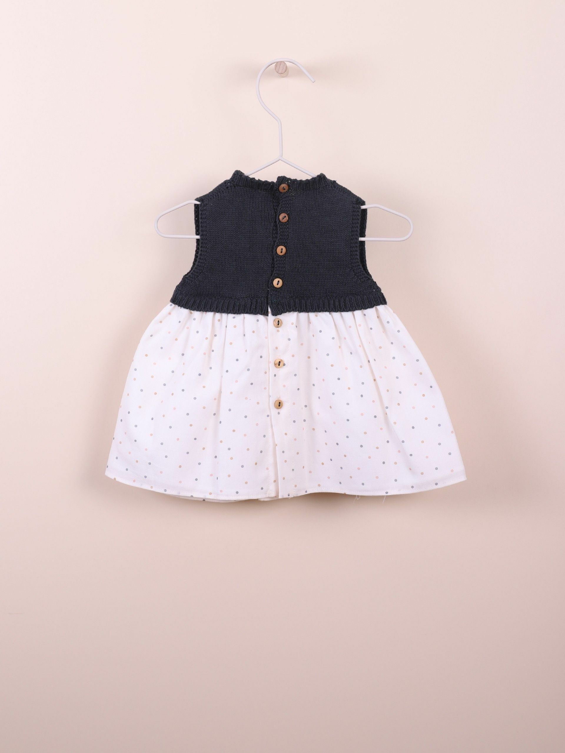 葡萄牙Wedoble 有機棉緹花鏤空拼接洋裝 - Dark Grey