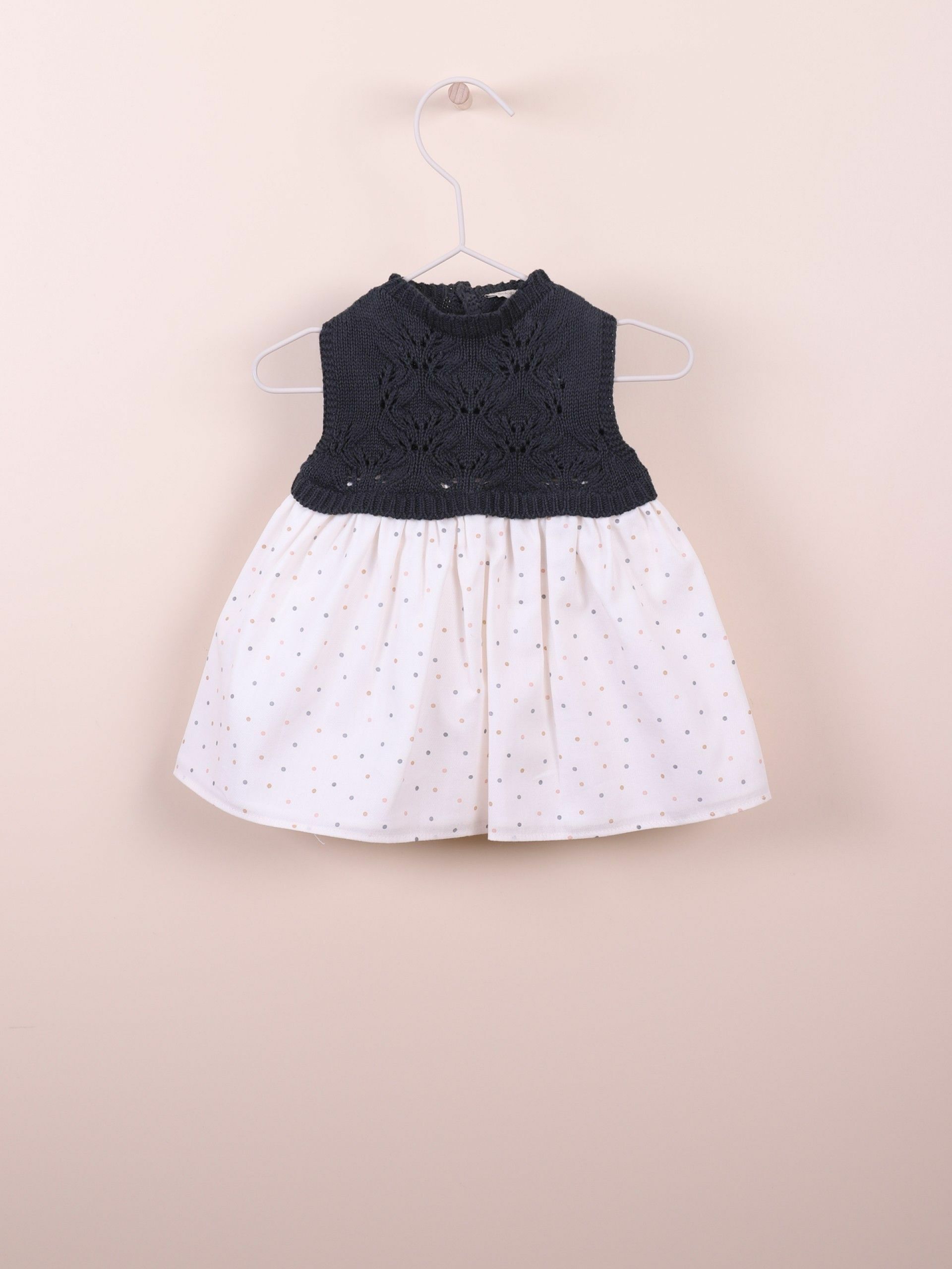 葡萄牙Wedoble 有機棉緹花鏤空拼接洋裝 - Dark Grey