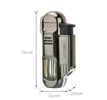 【魯賓斯基】四管直沖、防風充氣式、雪茄打火機 #附7mm開孔器 #自動翻蓋 #按壓點火 #可調節火焰