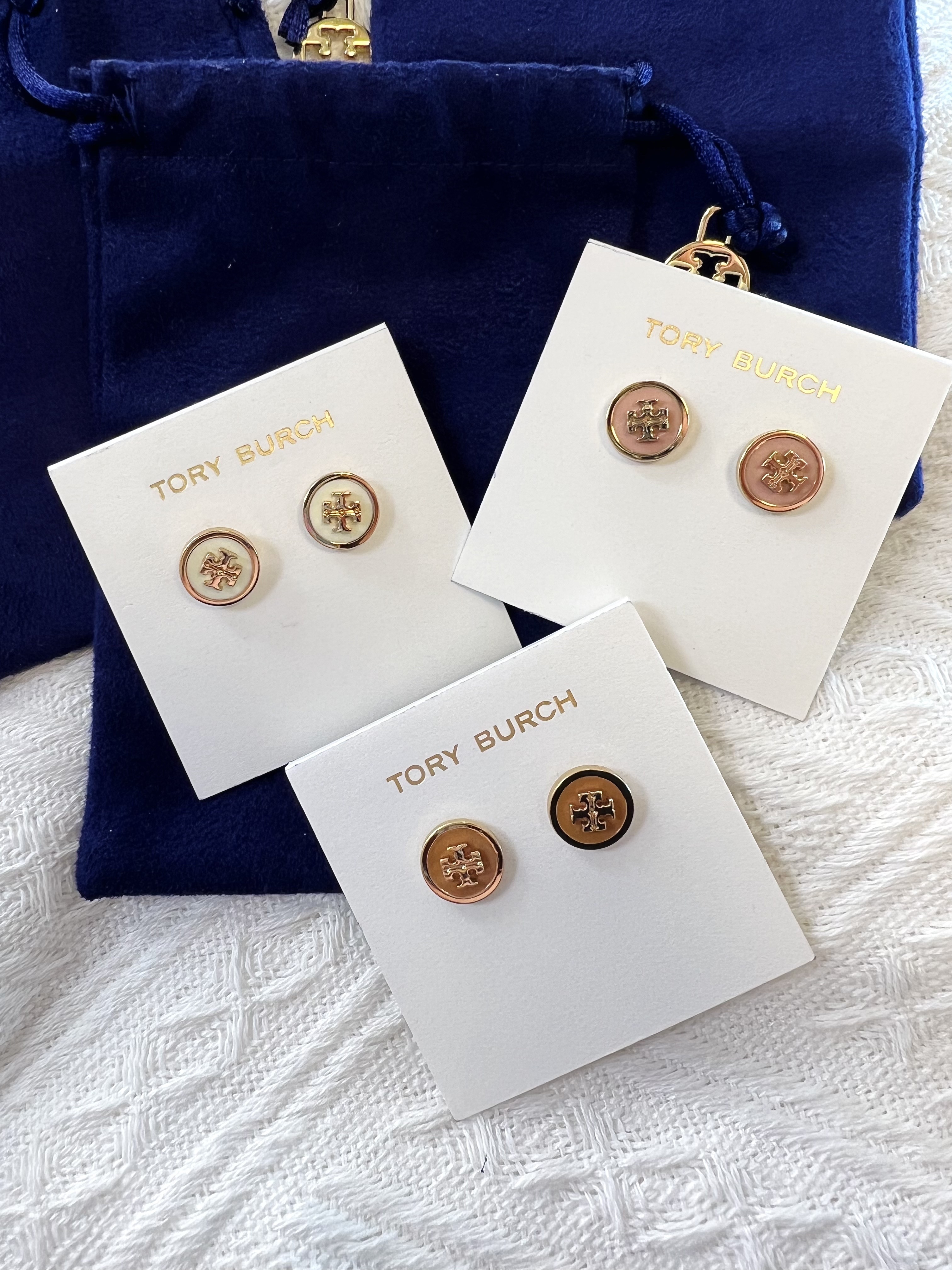 Tory Burch Enamel Logo Stud Earrings