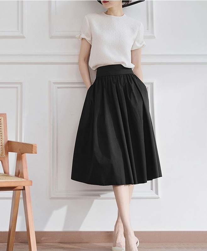 寬腰細褶圓裙 兩色