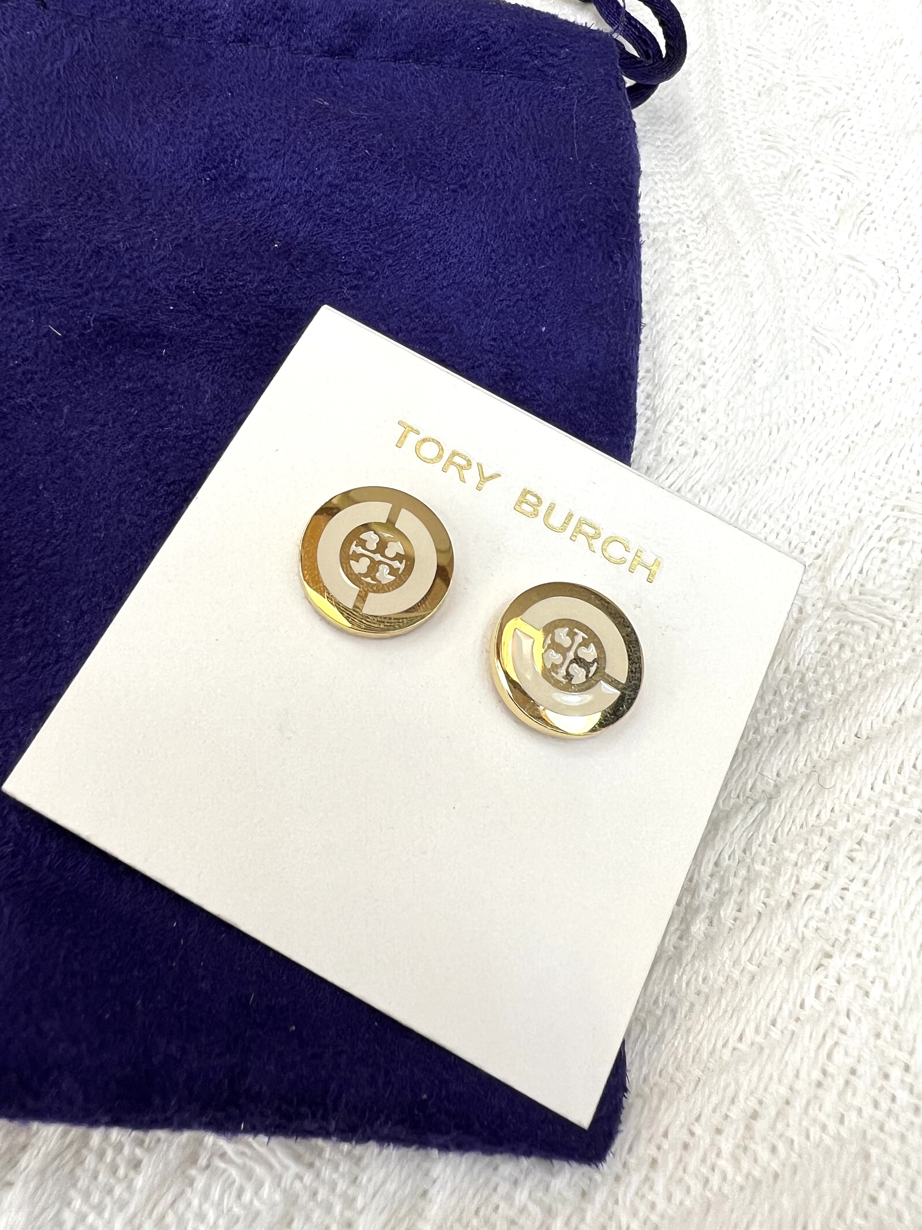 Tory Burch Split Circle Enamel Stud Earring