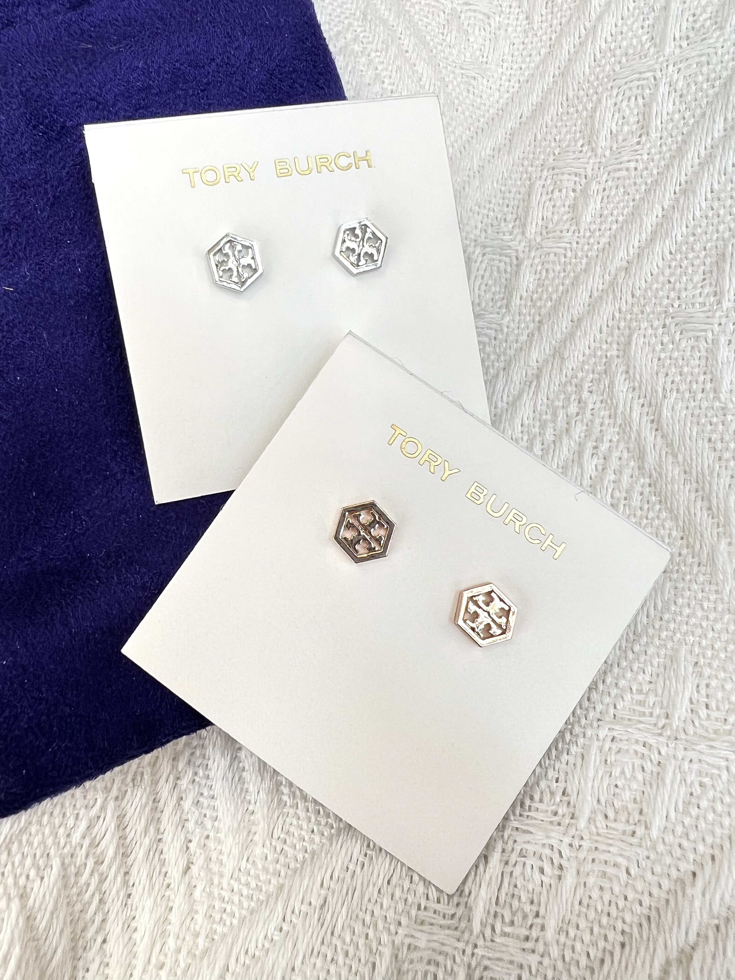 Tory Burch Hex Logo Stud Earring