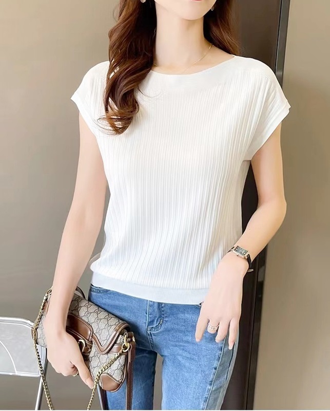 平領落肩包袖針織上衣 五色