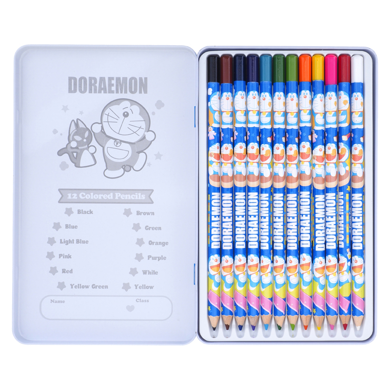 大特價 Doraemon 12色鐵盒木顏色 3-7863-1