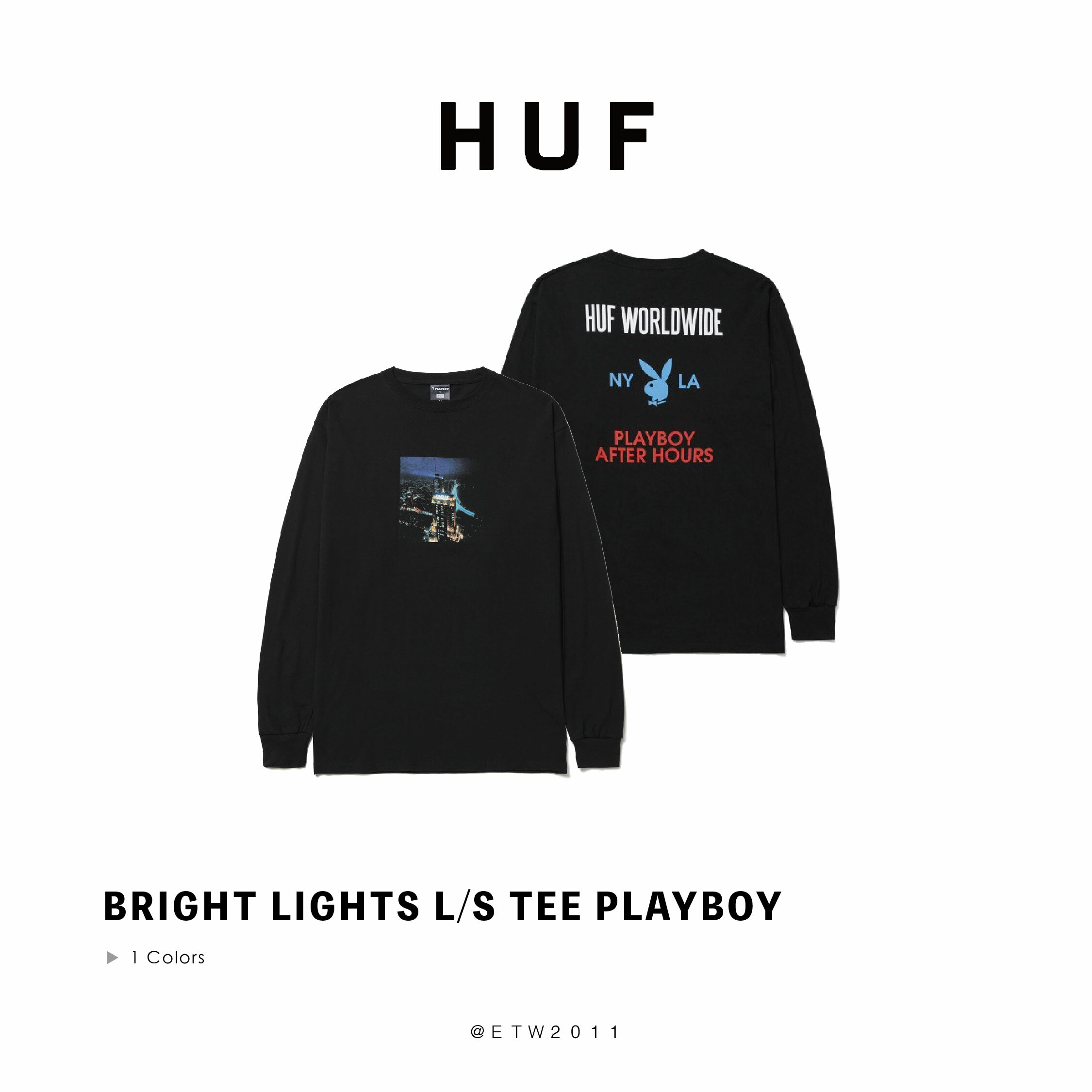 ☆ETW☆【EASY TO WEAR】HUF BRIGHT LIGHTS L/S TEE PLAYBOY 花花公子 聯名 薄長袖 長T