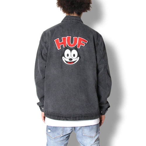 ☆ETW☆【EASY TO WEAR】HUF X FELIX SATIN JACKET 菲力貓 聯名 限量 夾克 黑 藍 牛仔 現貨