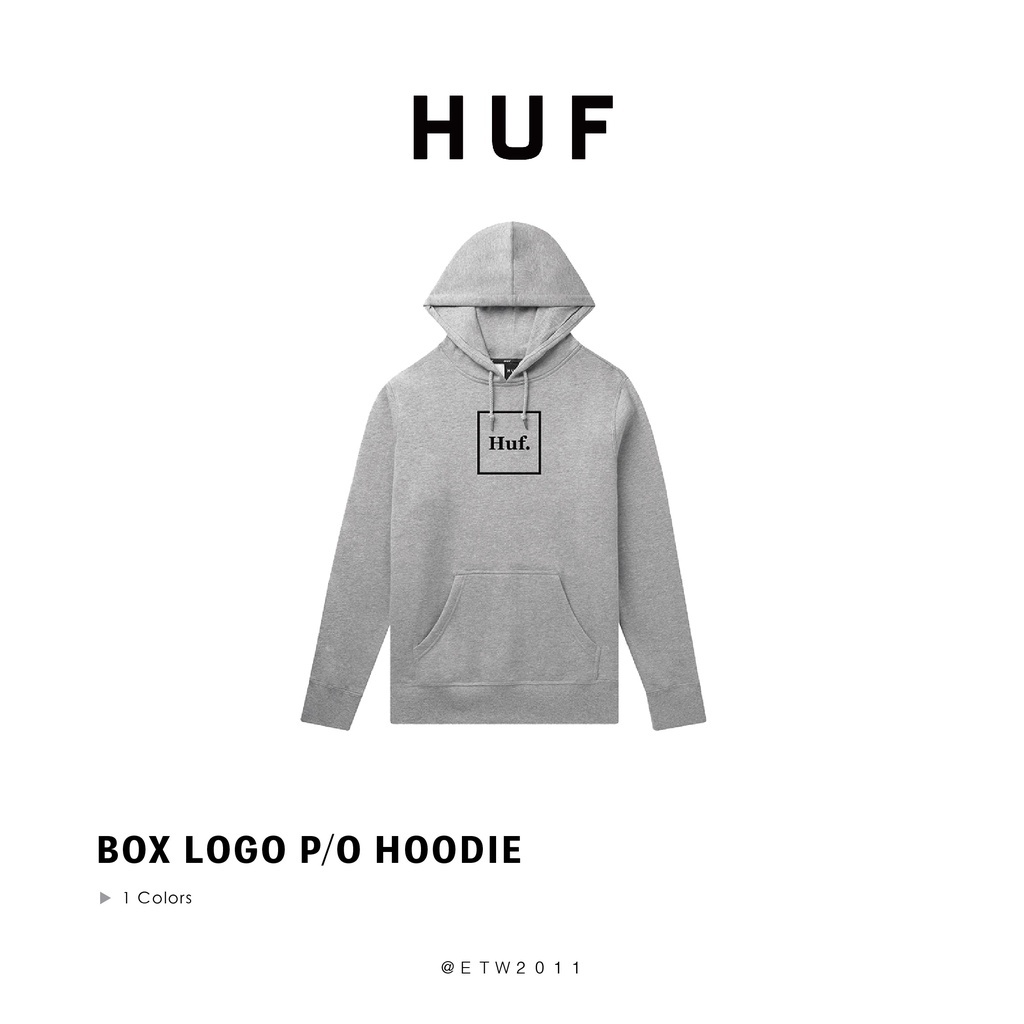 ☆ETW☆【EASY TO WEAR】HUF BOX LOGO P/O HOODIE 連帽T 帽T 灰