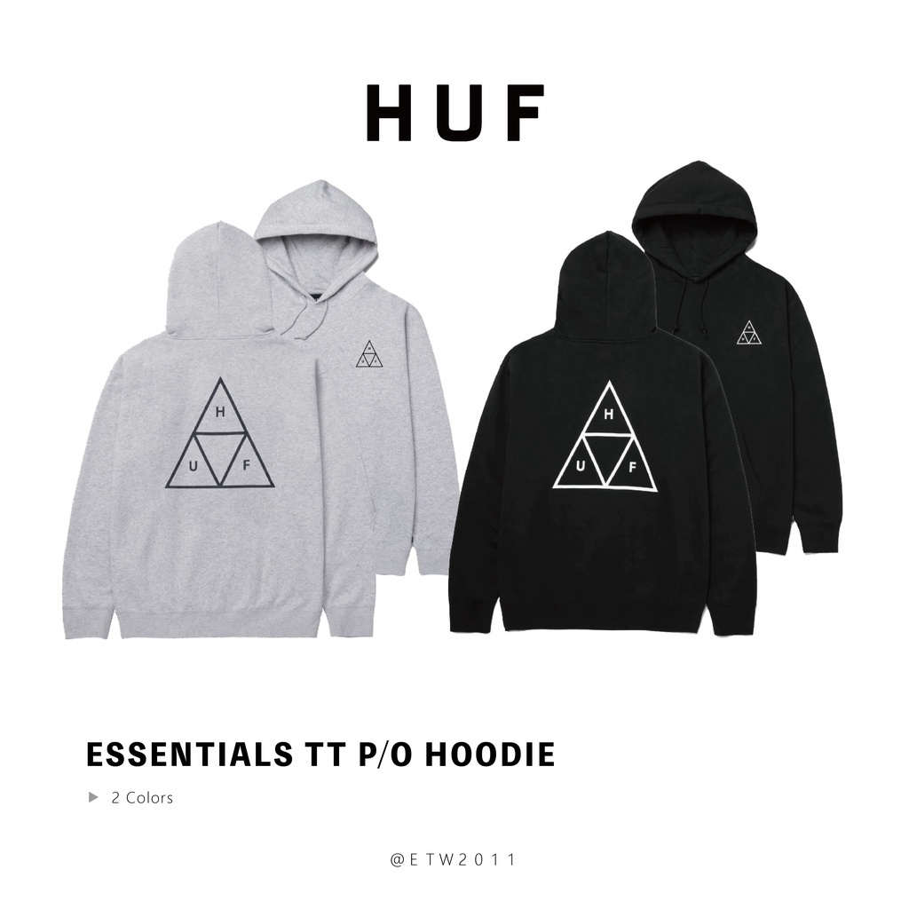 ☆ETW☆【EASY TO WEAR】HUF ESSENTIALS TT P/O HOODIE 帽T 黑 灰 現貨