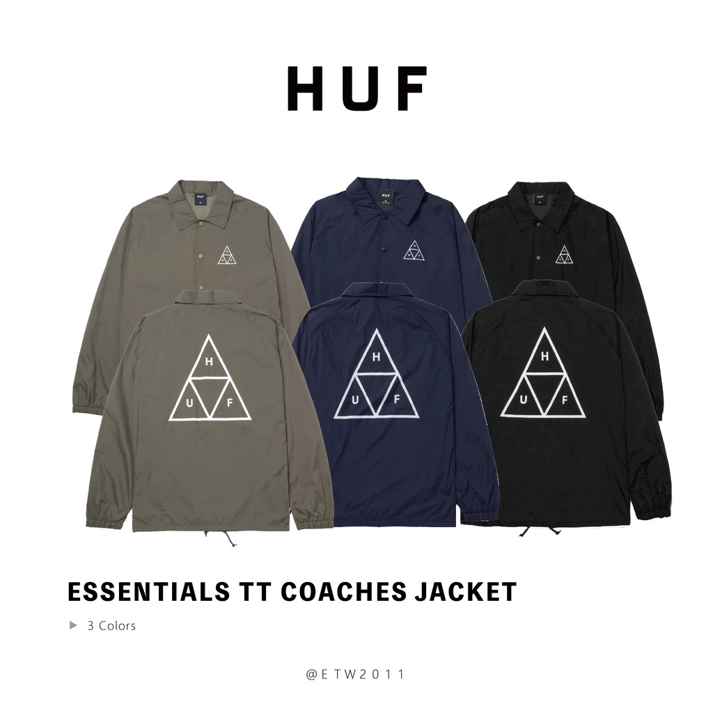☆ETW☆【EASY TO WEAR】HUF ESSENTIALS TT COACHES JACKET 黑 墨綠 教練外套
