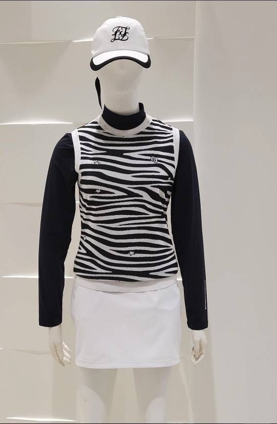 女【現貨】3折起/ 韓國FanTom正品同步/韓版春款斑馬紋無袖T卹 /網美推薦高爾夫球衣/ #MW112348