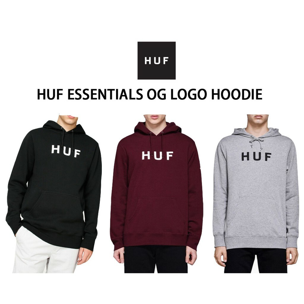 ☆ETW☆【EASY TO WEAR】HUF ESSENTIALS OG LOGO P/O HOODIE 連帽 帽T 黑色 灰色 現貨
