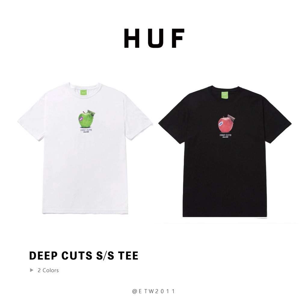☆ETW☆【EASY TO WEAR】HUF DEEP CUTS S/S TEE 黑 白 蘋果 短袖 T恤 短T 現貨