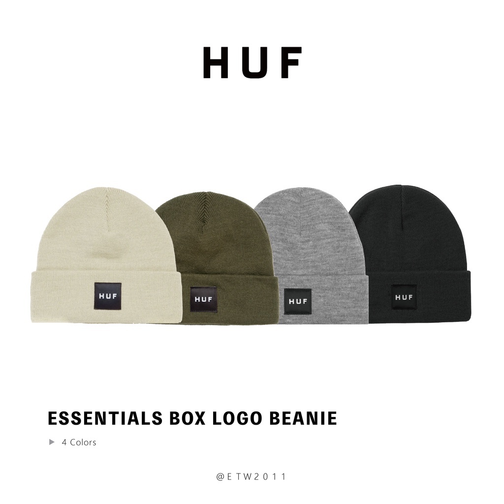 ☆ETW☆【EASY TO WEAR】HUF ESSENTIALS BOX LOGO BEANIE 黑 灰 毛帽 現貨