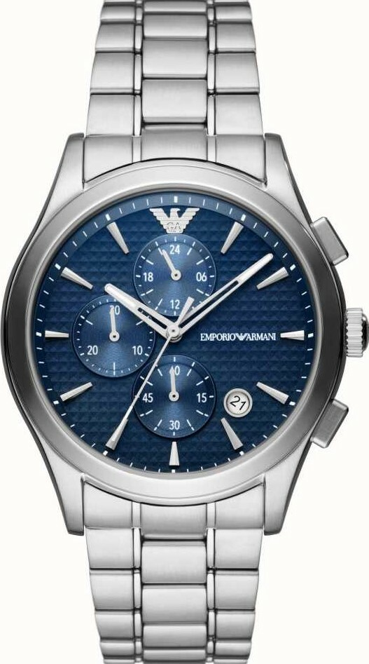 萬年鐘錶 - ARMANI  精品腕錶    紳士經典藍面三眼不鏽鋼男錶 AR11528  錶徑42MM