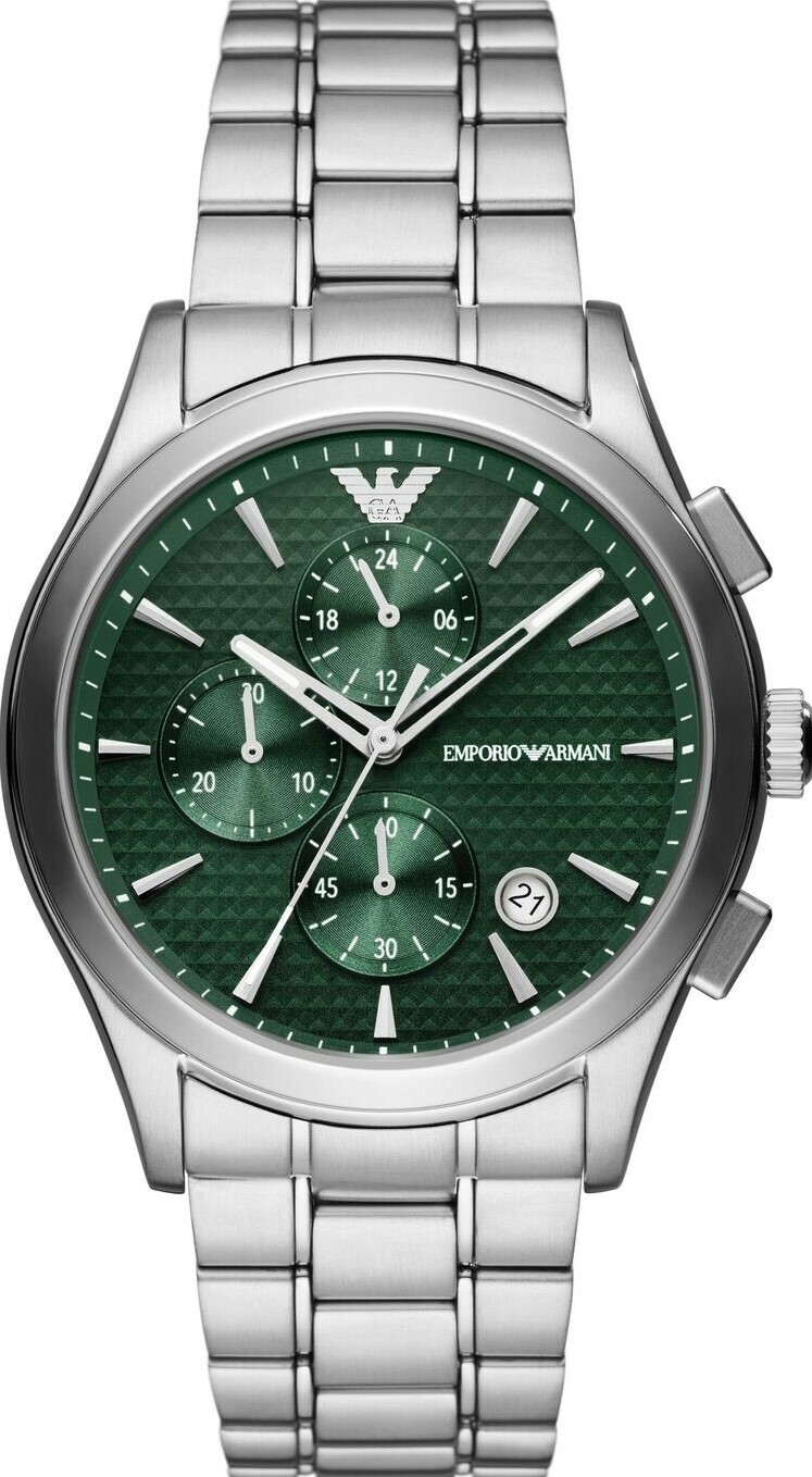 萬年鐘錶 - ARMANI  精品腕錶    紳士經典綠面三眼不鏽鋼男錶 AR11529  錶徑42MM