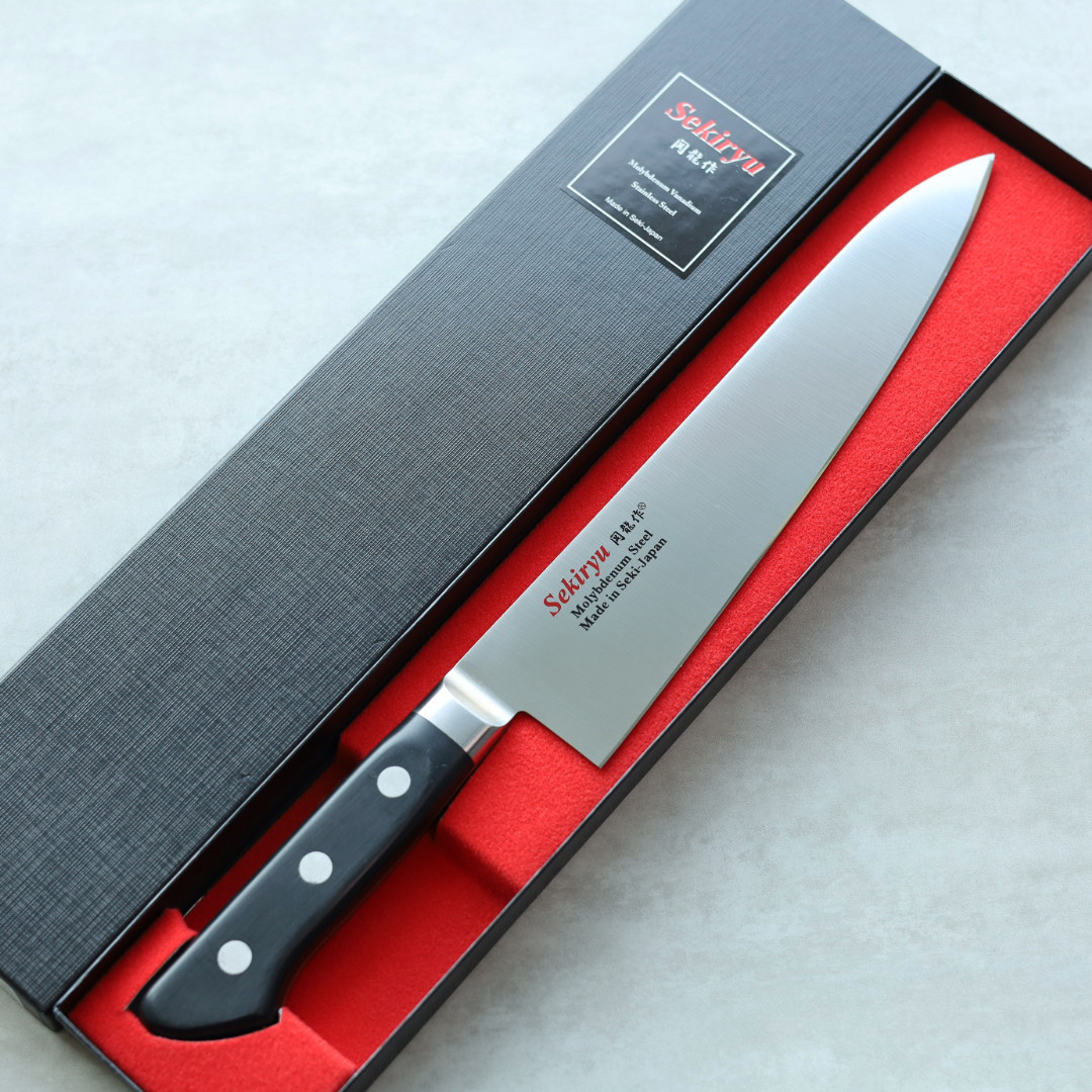 関龍作 牛刀 210mm AUS8鋼 洋柄