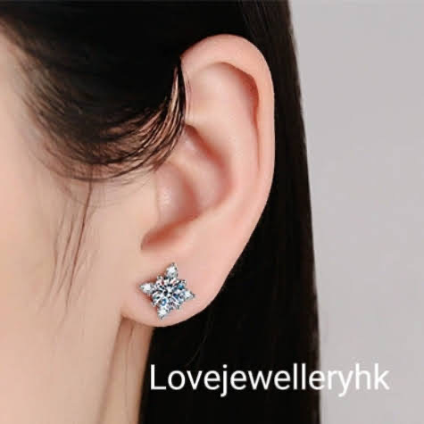 星光莫桑鑽耳環   E008