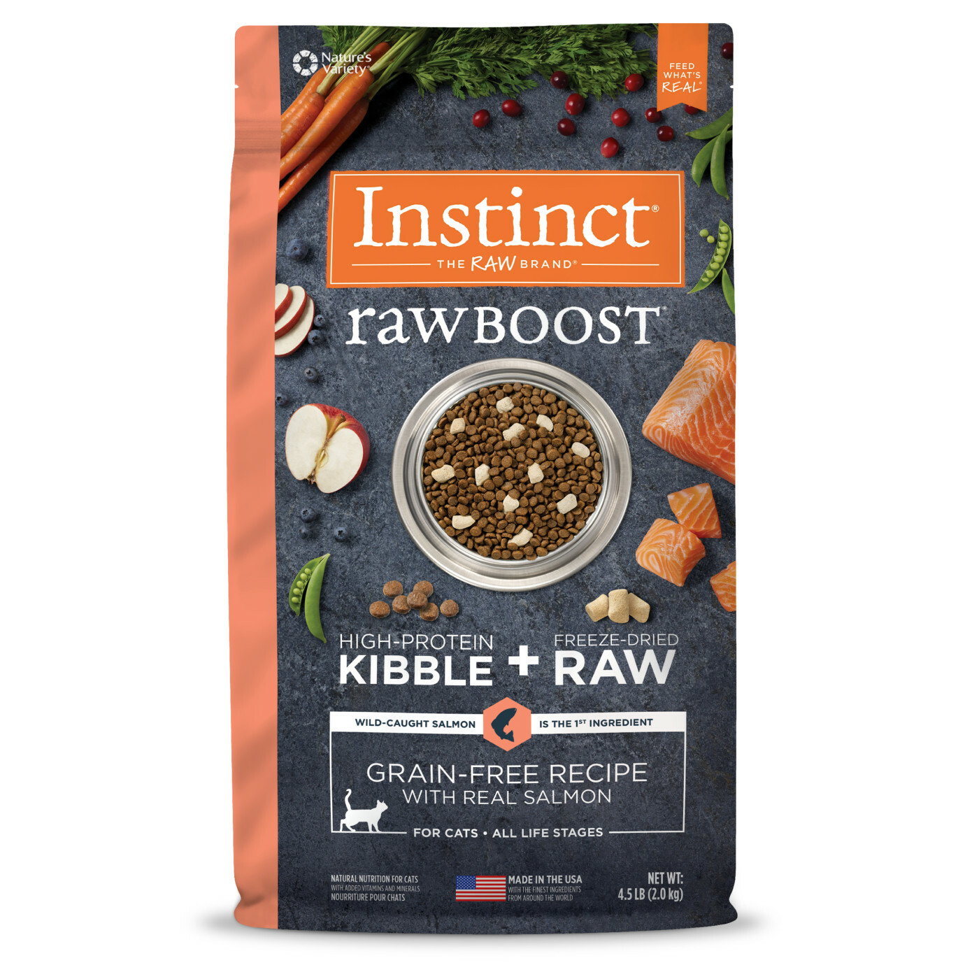 Instinct 本能 – 生肉無穀物三文魚貓糧 Raw Boost Grain-Free Salmon Recipe 4.5lb