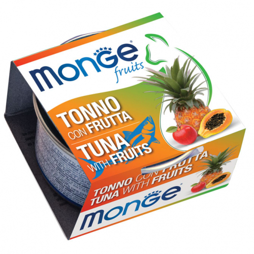 Monge – [清新水果系列] 吞拿魚配雜果(成貓) Tuna Flakes with Fruits (Adult) 80g