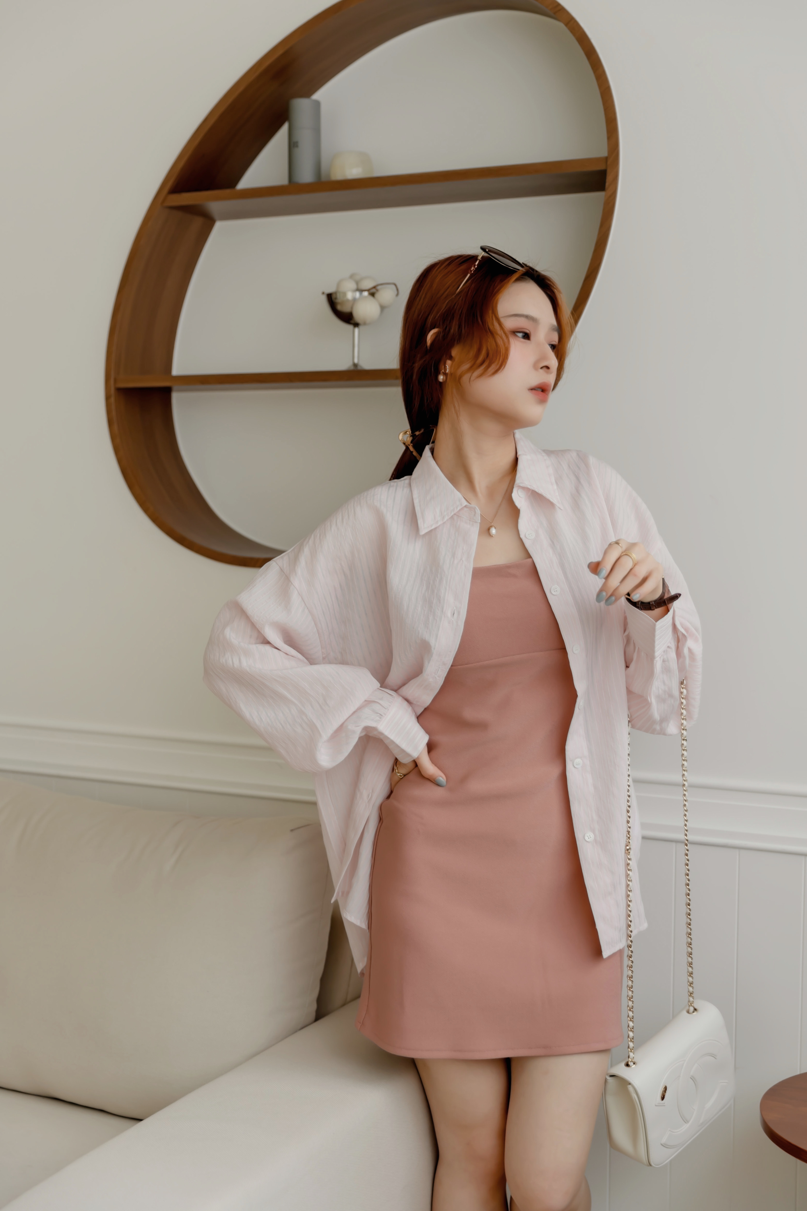 乾燥玫瑰粉短洋