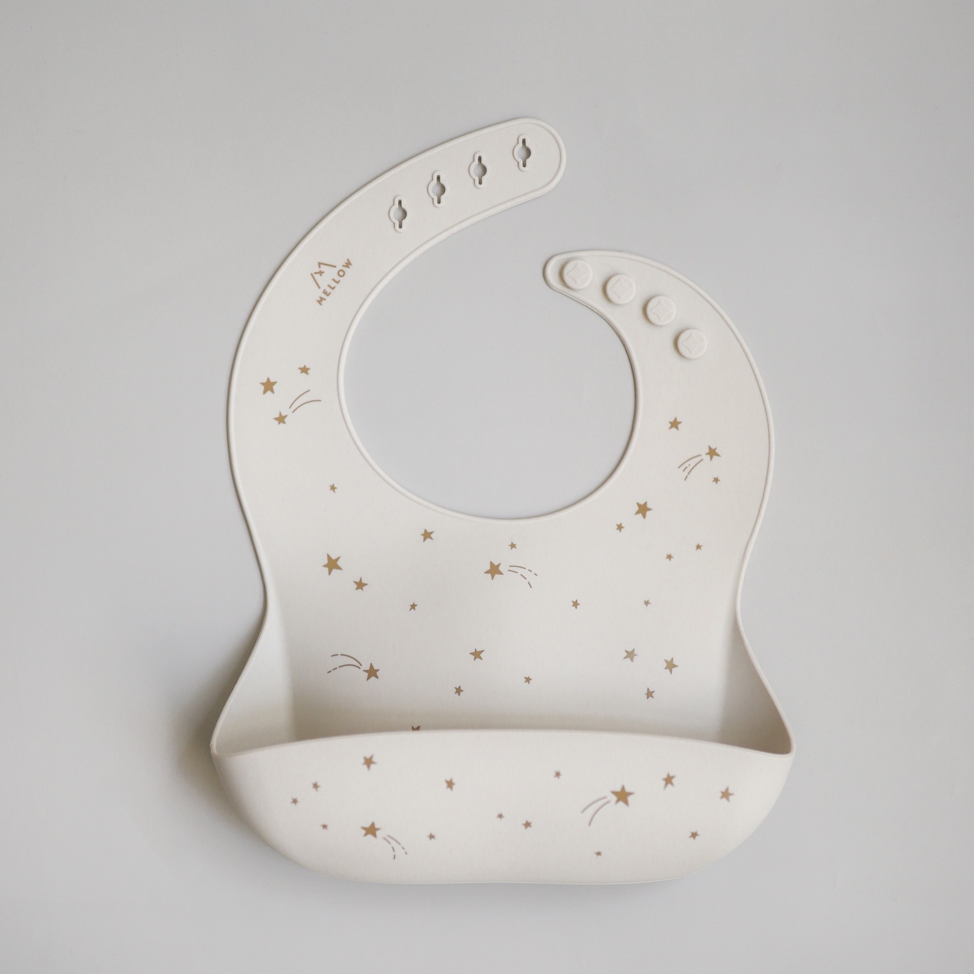 矽膠圍兜 - 米色星星