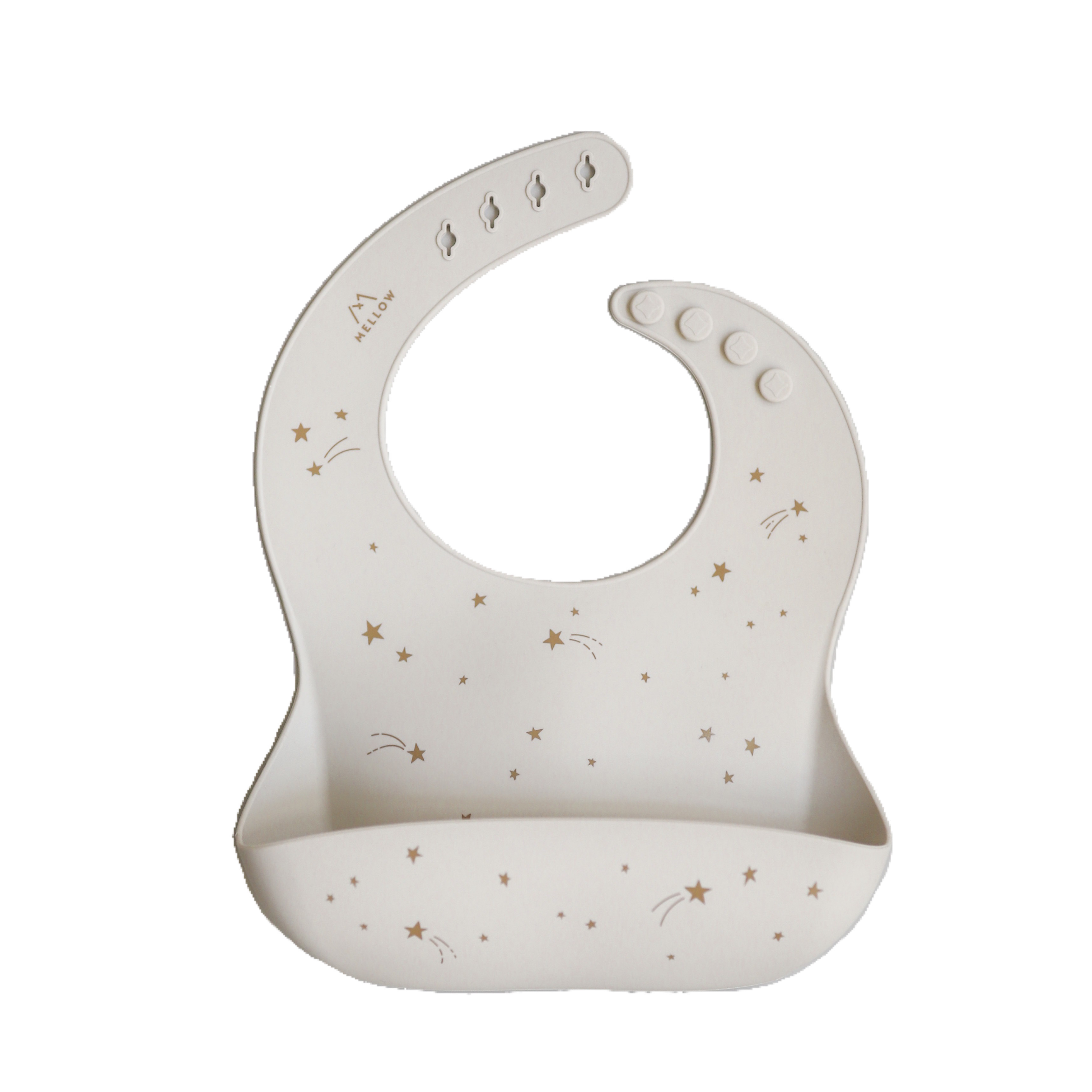 矽膠圍兜 - 米色星星