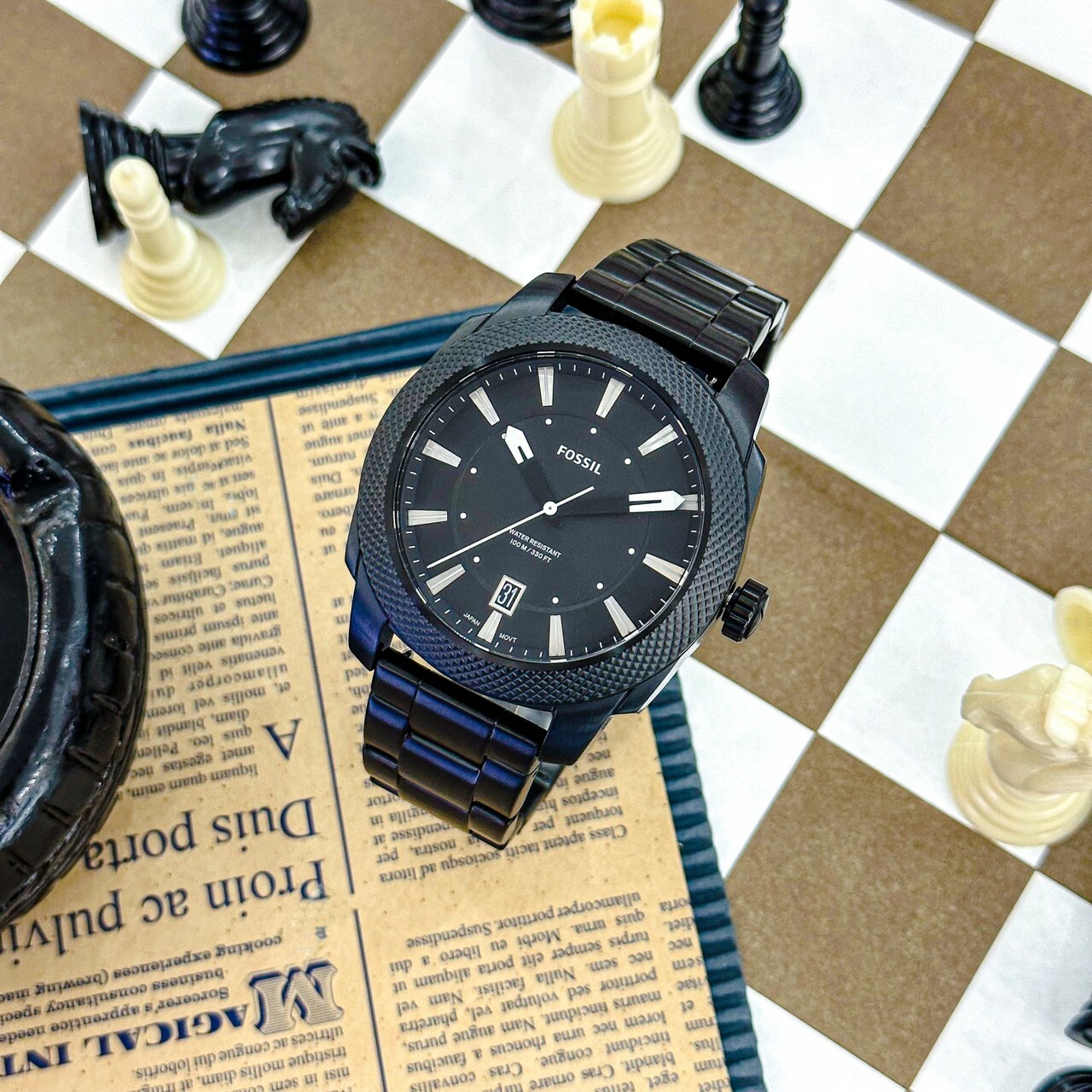 【FOSSIL】Machine 簡約經典酷黑不鏽鋼腕錶 FS5971 49mm 現代鐘錶