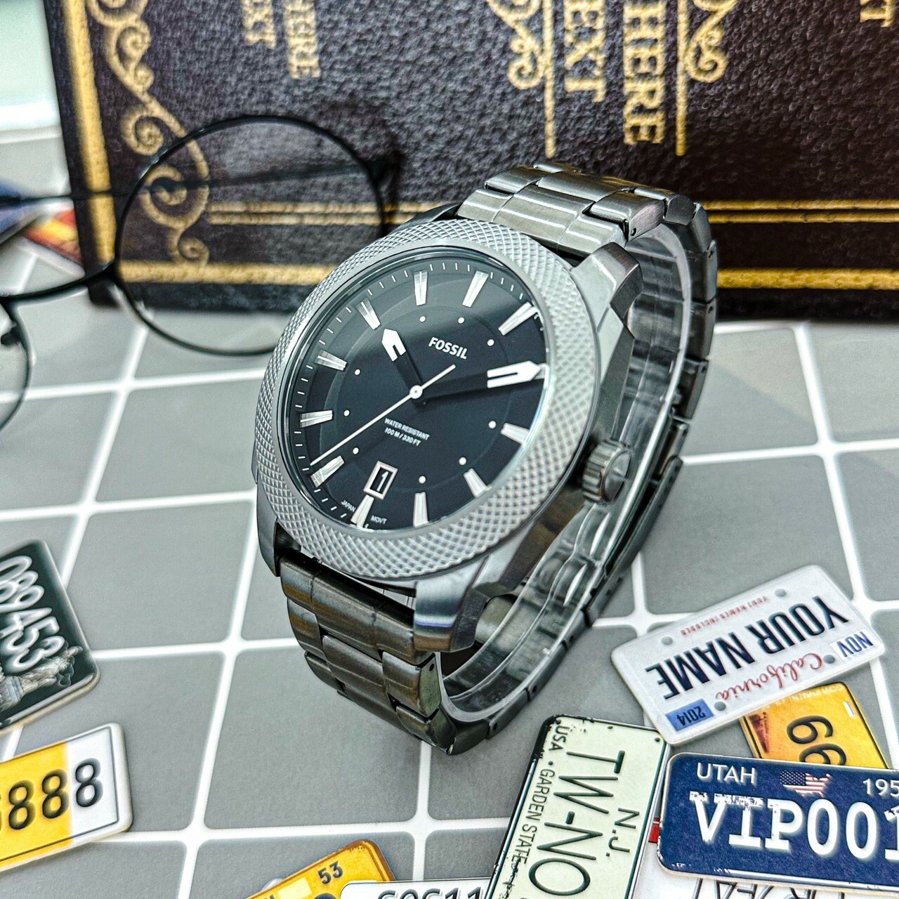 【FOSSIL】Machine 簡約經典煙灰色腕錶 FS5970 49mm 現代鐘錶