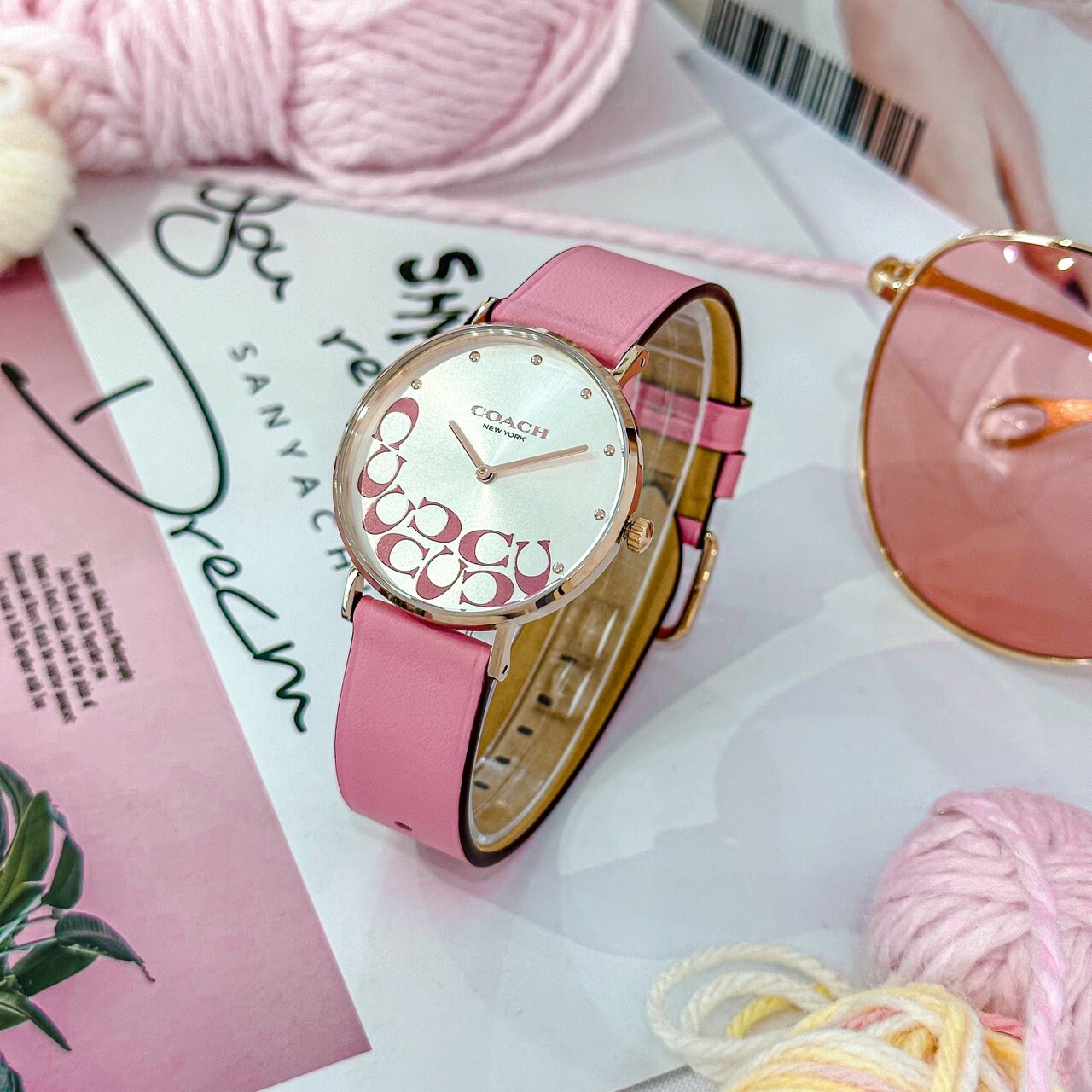 【COACH】Perry 玫瑰粉大C經典時尚女錶 CO14504135 36mm 現代鐘錶
