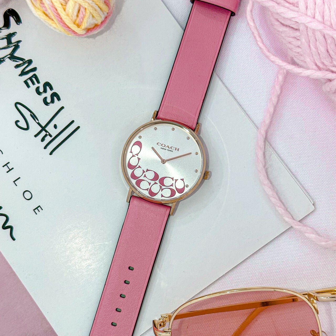 【COACH】Perry 玫瑰粉大C經典時尚女錶 CO14504135 36mm 現代鐘錶