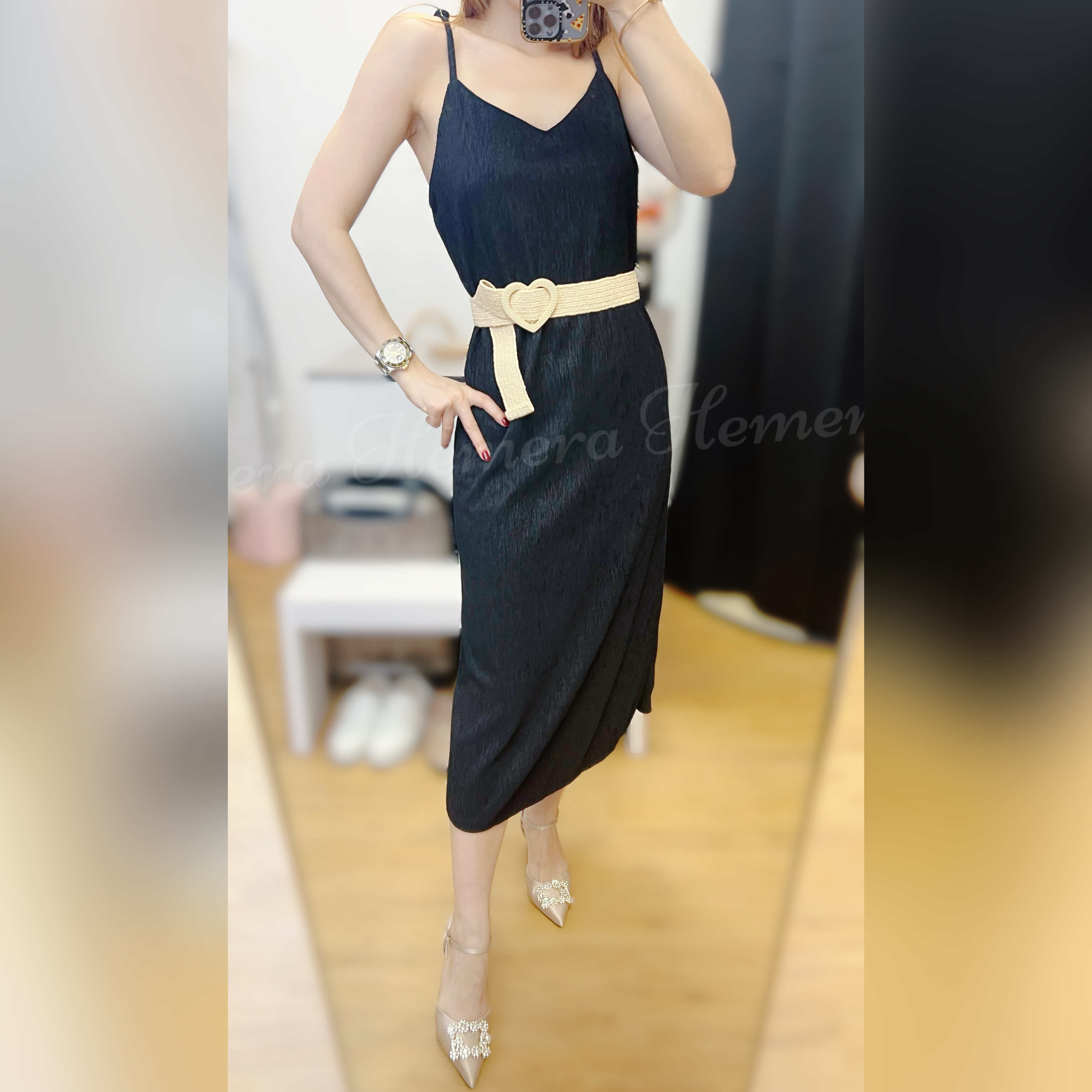 DR23W0401 渡假風水波紋吊帶長裙