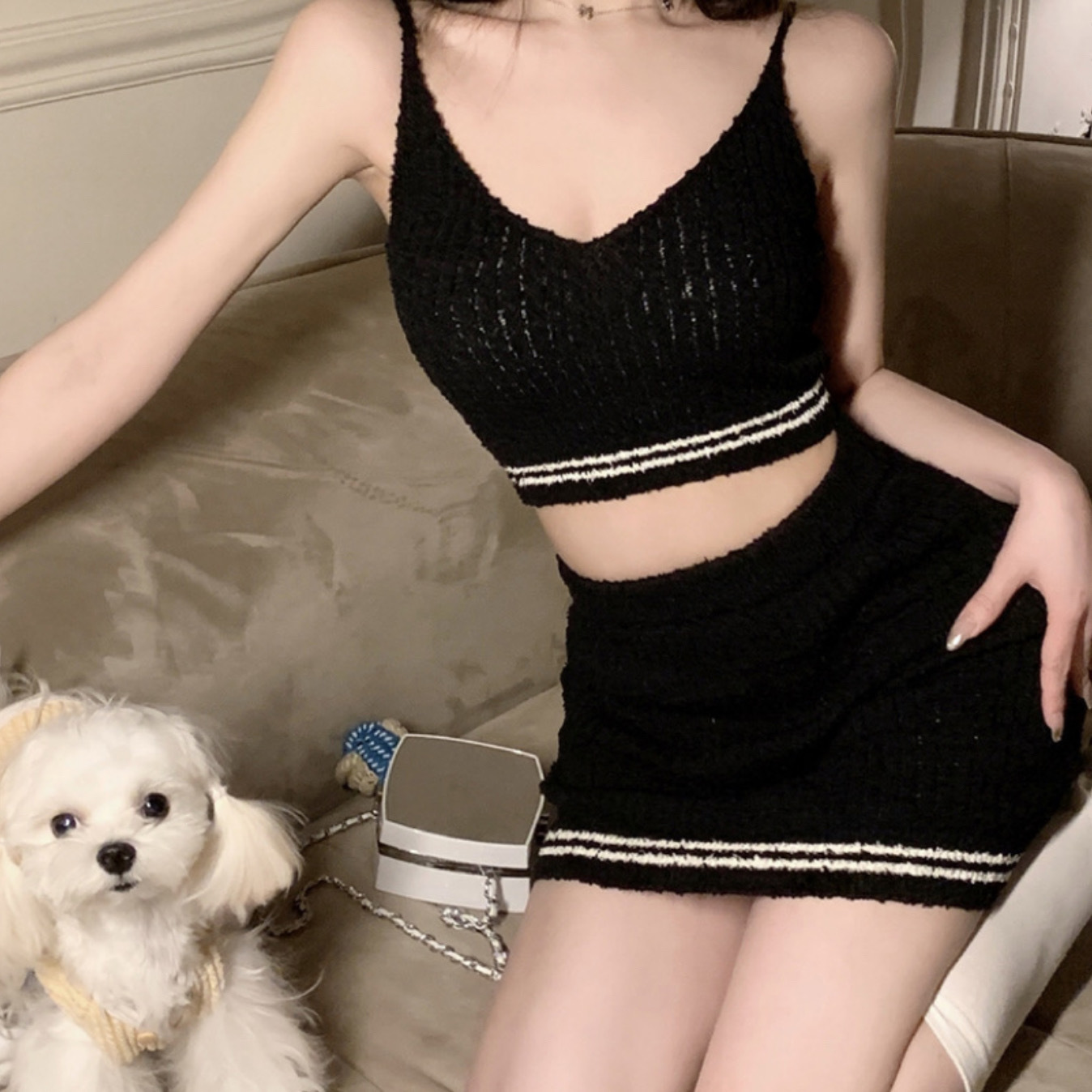 ST23W0404 小香風針織套裝