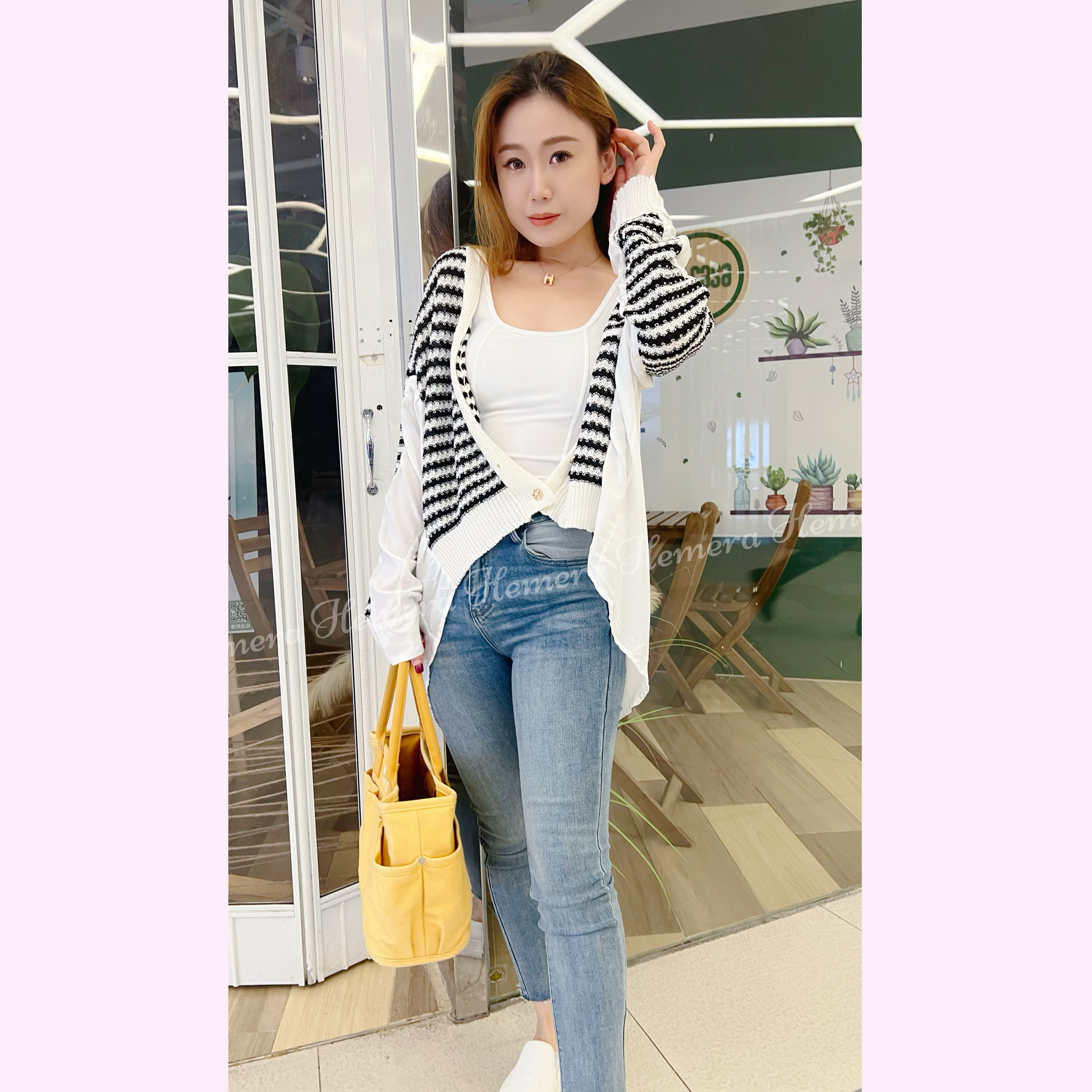 JK23W0408 間條防曬外套