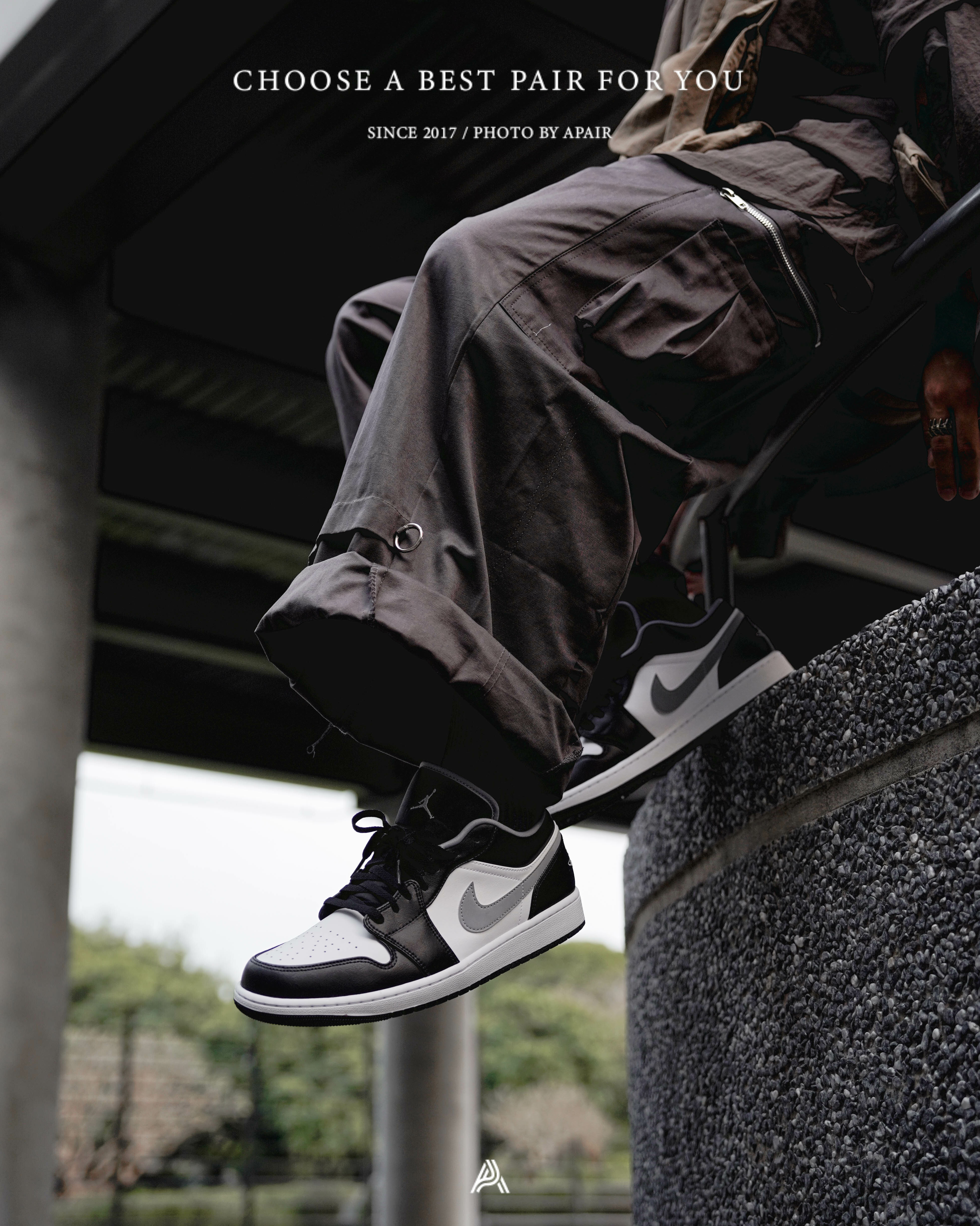 【APAIR】現貨  Air Jordan 1 Low Black White Grey 黑白灰影子 553558-040