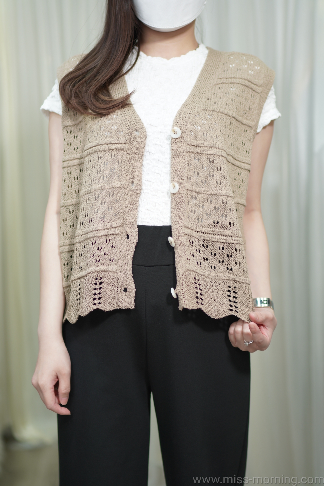 通花針背心外套(13102)