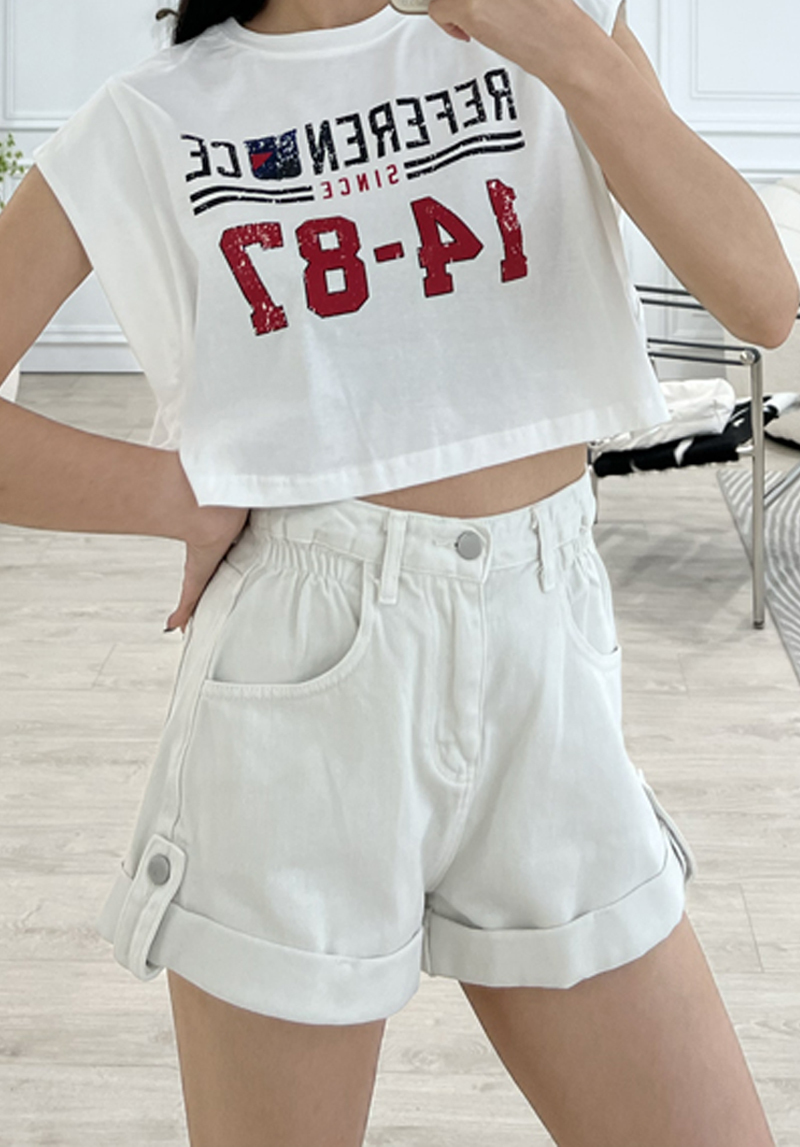 高磅糖果色反摺牛仔短褲*3色